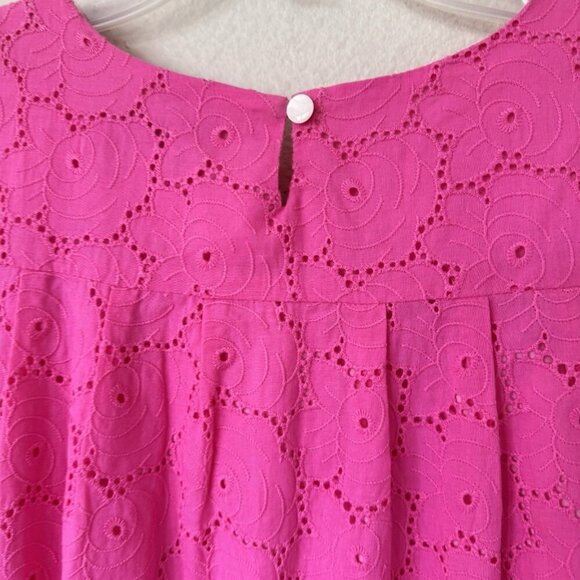 Molly B Boston Crochet Eyelet Shift Mini Dress in Pink Size 4 Lined - Picture 7 of 8